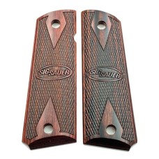 Sig Sauer, 1911 Grip Rosewood Laminate Checkered DD Sig Sauer Logo, Fits 1911 Pistol