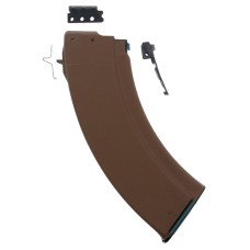 Bulgarian, 7.62x39mm 30-Round Reinforced Steel Lug Polymer Magazine, Brown, Fits AK Rifle