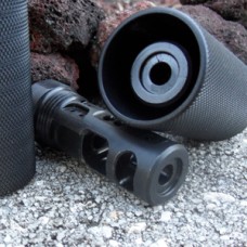 Kineti-Tech, 2 Piece Muzzle Brake (Zero Recoil Brake AL7) w/Concussion Sleeve (Dimpled), Fits 1/2x28 Threads