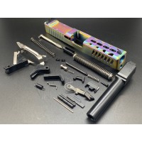 MDX Arms, G19 Extreme 9mm Slide with RMR Cut, Rainbow DLC Slide, w/Black Threaded Barrel, No Lower Parts Kit, Fits Glock 19 Gen 3 Pistol