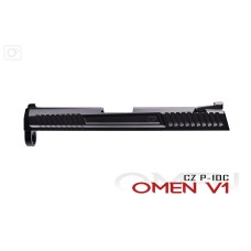 Primary Machine, Omen V1 RMR/SRO/507 Ready Slide, W/Slide Internals, No Spsr Height Sights, No Barrel, Crimson Red Finish, Fits CZ P-10C Pistol