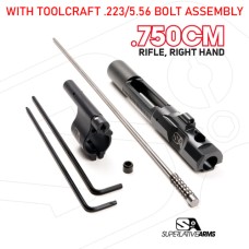 Superlative Arms/Toolcraft, Piston System, .750” Clamp On Gas Block, Right Hand, Dark DLC Carrier, Rifle Length, w/.223/5.56 Bolt Assembly, Fits AR-15 Rifle