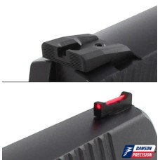 Dawson Precision, Fixed Competition Sight Set, Fits CZ P-07/P-09 Pistol - Black Rear / Fiber Optic Front