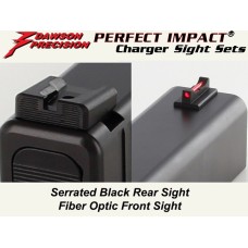 Dawson Precision, Fixed Charger Sight Set - Black Rear & Fiber Optic Front, fits Glock