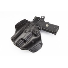 Wilson Combat, Lo-Profile II Holster, Left Hand, 1.5" Belt, Black Leather with Shark Trim, fits  Full-Size 1911
