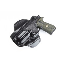 Wilson Combat, Lo-Profile II Holster, Left Hand, 1.5" Belt, Black Leather with Shark Trim, fits Beretta 92/96