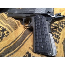 Valkyrie Dynamics, 1911 Government/Commander Grips Aluminum "Grenade" Black FINISH, w/ AMBI CUT, FIts 1911 Pistol